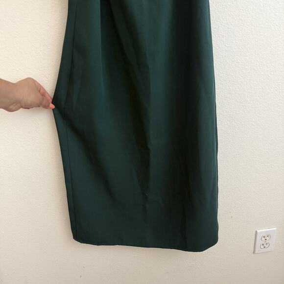 Club Monaco Ralph Lauren Midi Dress Size 0 Forest Green Open Cold Off Shoulder - Picture 6 of 14